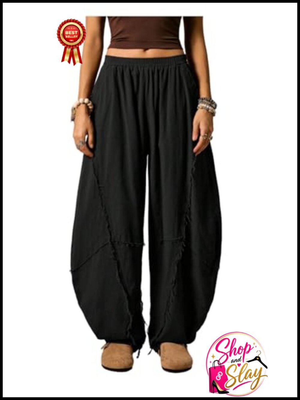 Linen Barrel Leg Harem Pants Boho Hippie Joggers